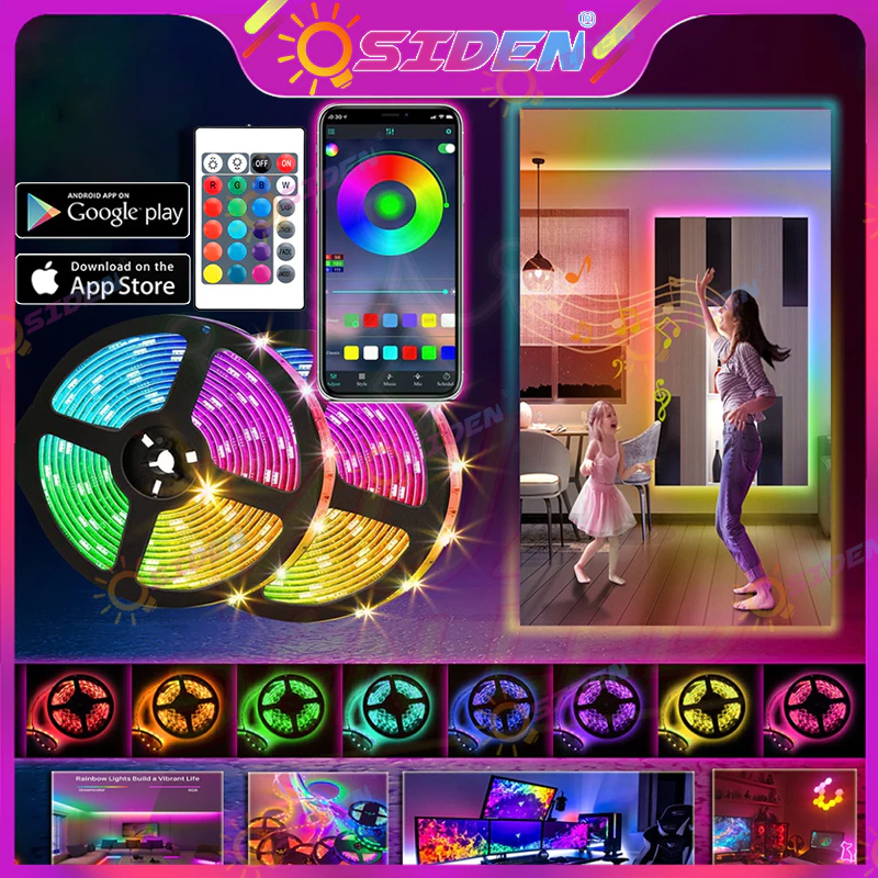ไฟ led ห้องนอน ไฟติดห้อง ไฟแต่งห้อง ไฟเส้น RGB 5050 แถบไฟ ชุดไฟเส้นLED 5/10/15 เมตร ไฟตกแต่งห้อง