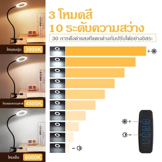 โคมไฟตั้งโต๊ะ LED แสงขาวปรับได้ 3 ระดับ โคมไฟเสริมความงาม โคมไฟต่อขนตา