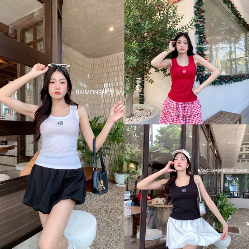 MahahengCloset เสื้อกล้ามงานปัก เนื้อผ้าร่องเล็ก ผ้าดีใส่สบาย ยืดหยุ่นพอดีตัว แมตช์ง่ายได้ทุกลุค