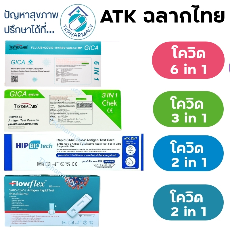 ชุดตรวจโควิด ตรวจRSV ชุดตรวจไข้หวัดใหญ่ ATK - Hip Biotech / Gica / Flowflex 2in1