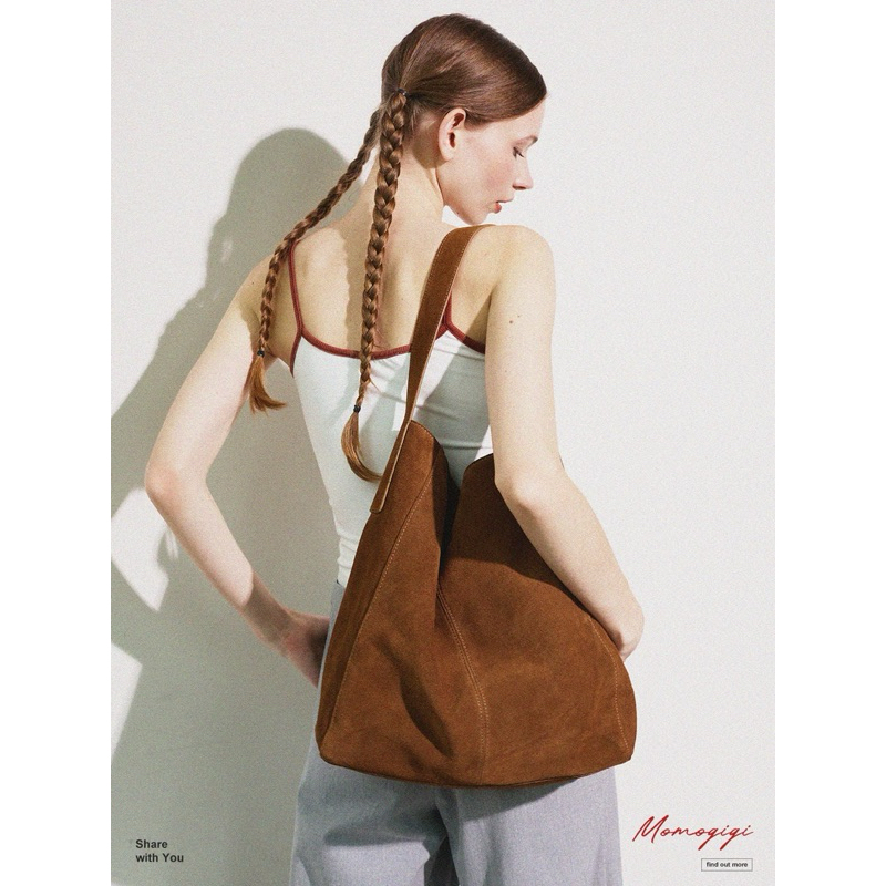 Momogigi (โค้ดลด 30%)free-flowing retro lazy commuter suede tote bag preorder 7-14 วัน แท้100% จากชอป