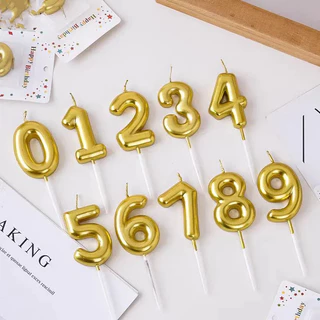 😍COD😍เทียนตัวเลขสีทอง เทียนวันเกิดHappy birthdayพร้อมส่ง
