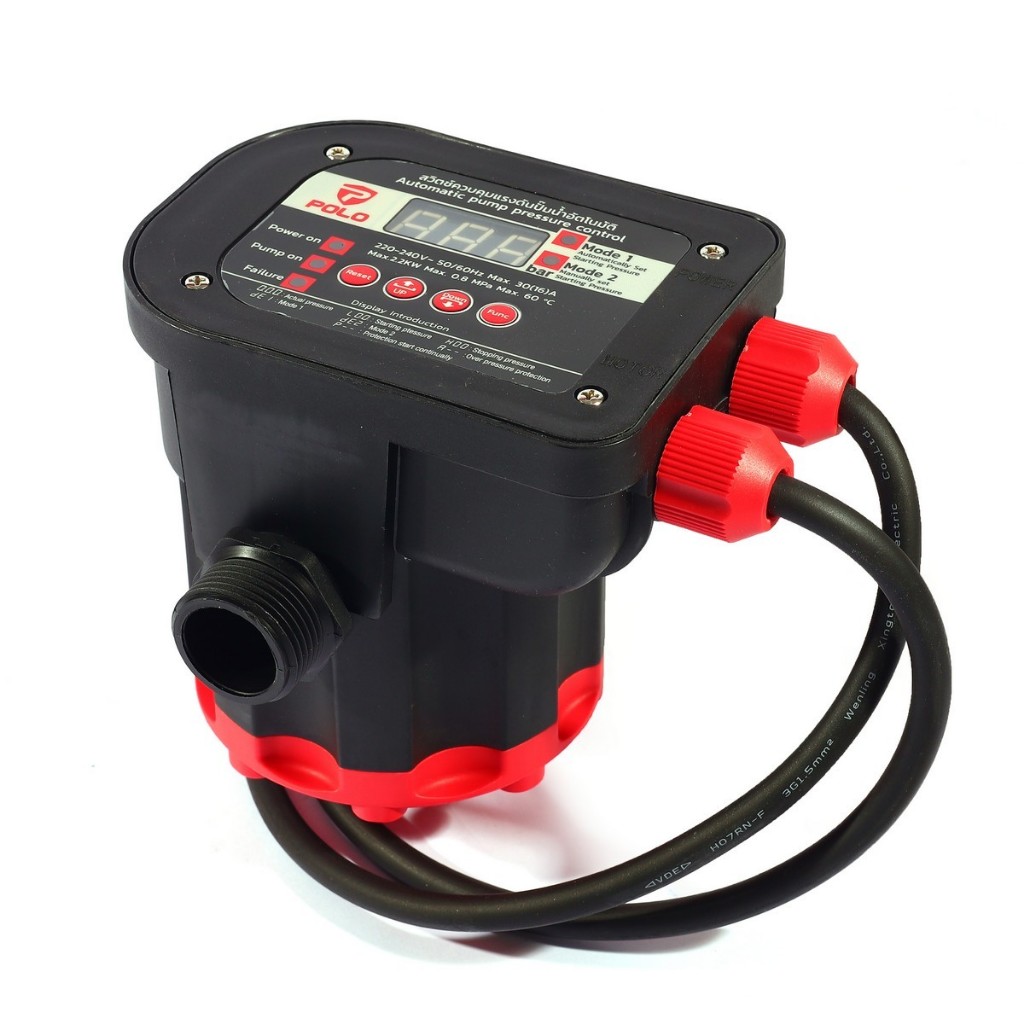 POLO สวิตช์ควบคุมปั๊มน้ำอัตโนมัติ 2.2 กิโลวัตต์ รุ่น MPC-12 ระบบ 2in1 Auto/Manual พร้อมหน้าจอแสดงผลดิจิตอล และระบบ Smart