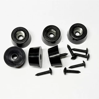 ลูกยาง NBR 28x22x15 มม.+พลาสติก PVC สกรูดำ#8x3/4 นิ้ว ยางสังเคราะห์ ยางกันกระแทก รองอุปกรณ์ ลูกยางตู้ลำโพง