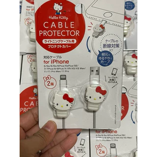 แบบครบ! พร้อมส่ง! 🇯🇵Kitty Sanrio mobile cable protector ที่กันสายชาร์จโทรศัพพ์หักคิตติ้ แท้ญี่ปุ่น ถนอมสายชาร์จซานริโอ้