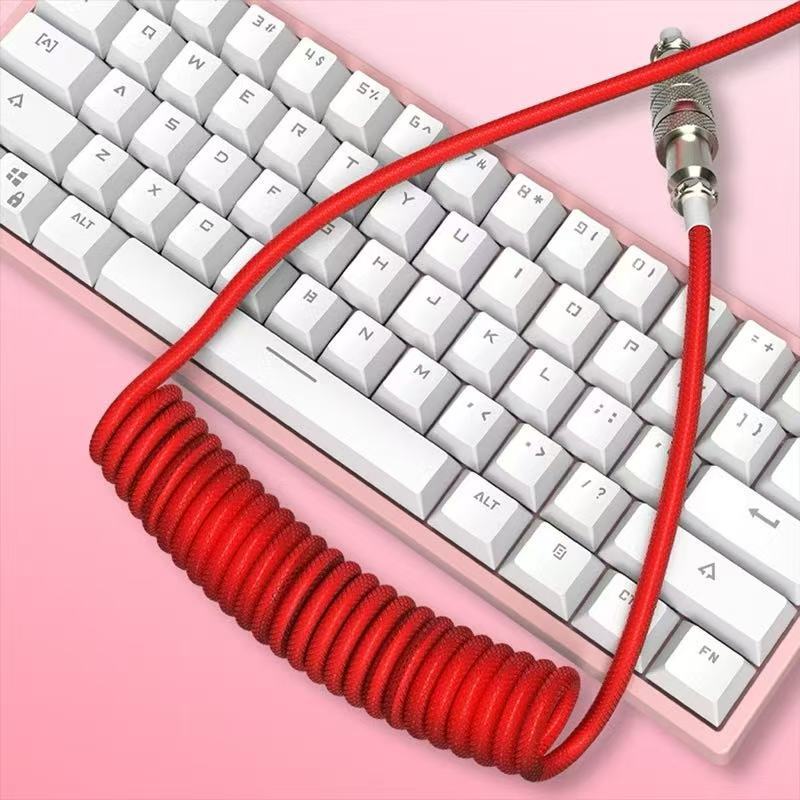 สายคีย์บอร์ด USB C to A สายถัก Single Sleeve PET Mechanical Keypad ม้วน USB ประเภท C มินิเกลียวเคเบิ้ลสี - รูปที่ 3