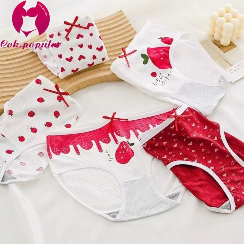 #009 กางเกงผู้หญิง กางเกงในเด็กผู้หญิง กางเกงในสต๊อเบอร์รี่ น่ารัก ผ้านุ่มใส่สบายมีหลายลายให้เลือก COK