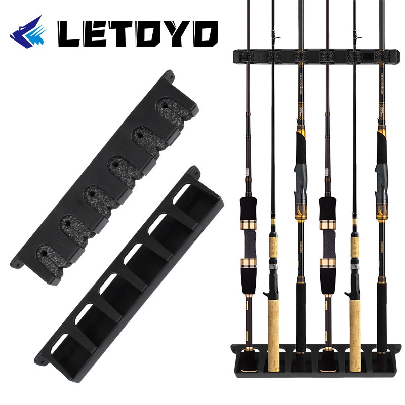 Letoyo ชั้นวางคันเบ็ดตกปลา 6 ช่องแบบติดผนัง