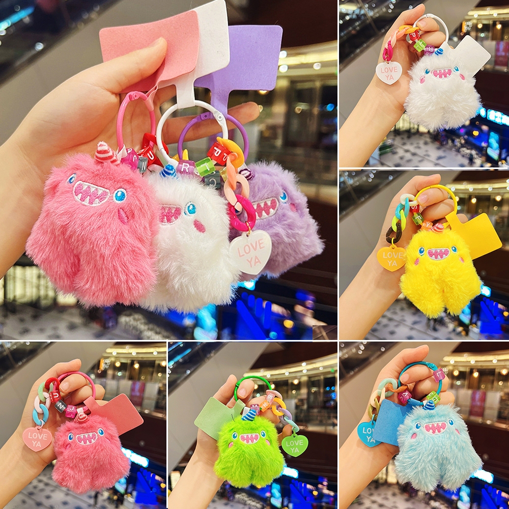 (พร้อมส่ง)พวงกุญแจ จี้ตุ๊กตาปอมปอมประดับปอมปอม ผ้ากํามะหยี่ขนนิ่ม ขนาดเล็ก หลากสี เหมาะสำหรับแขวนบนเคสโทรศัพท์และกระเป๋า