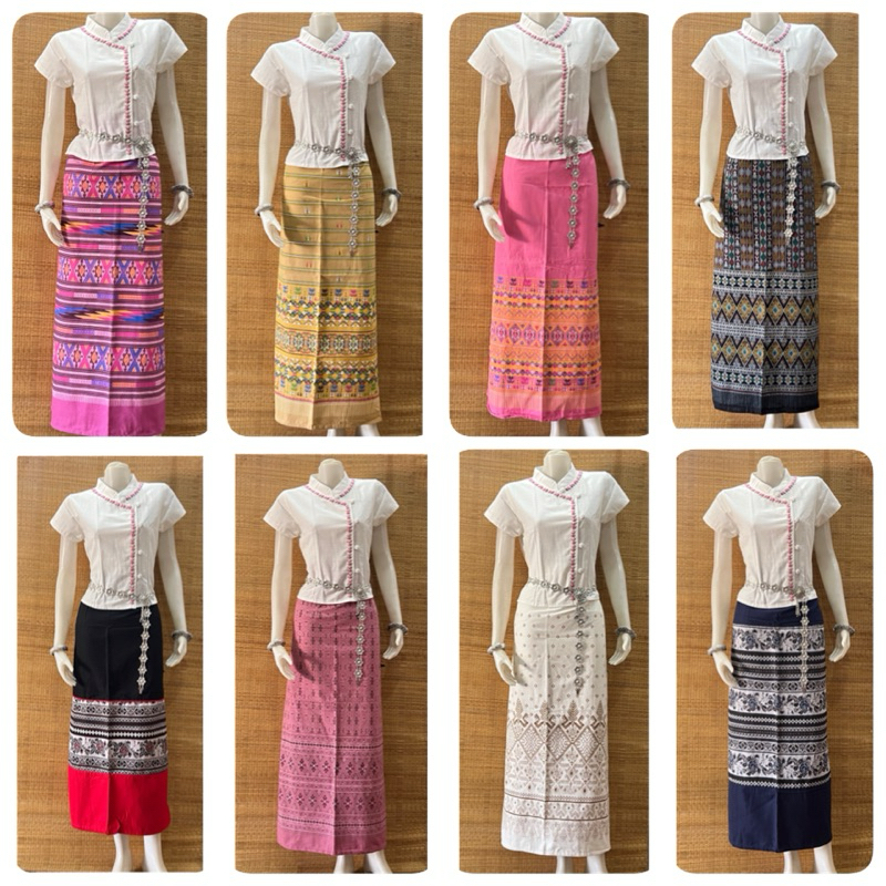 🎗️ชุดผ้าฝ้ายเสื้อชินมัยคอจีนปักดอก+ผ้าถุงป้ายสวยๆพร้อมใส่🎗️