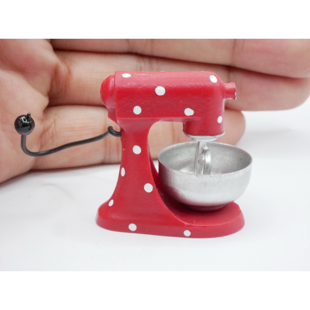 โมเดลเครื่องตีแป้งจิ๋ว สีแดง ลายคริสต์มาส เครื่องตีแป้ง Mixer โถปั่น โถผสมอาหาร เครื่องผสมอาหารจิ๋ว 