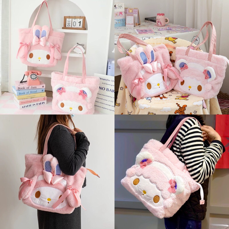 กระเป๋าสะพาย Sanrio ใบใหญ่ มีซิปปิด อยู่ทรง