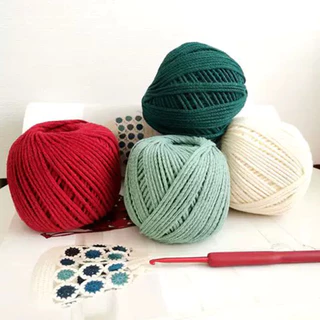 เชือกฝ้าย เชือกหนา 2มม. น้ำหนัก100ก ถักหมวก คอตตอนเกลียว เชือกถักDIY จัดส่งจากประเทศไทย
