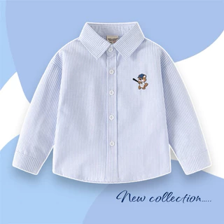 AB247 เสื้อเชิ๊ตเด็ก แขนยาว เสื้อเด็กออกงาน โทนสีสุภาพ พร้อมส่งในไทย