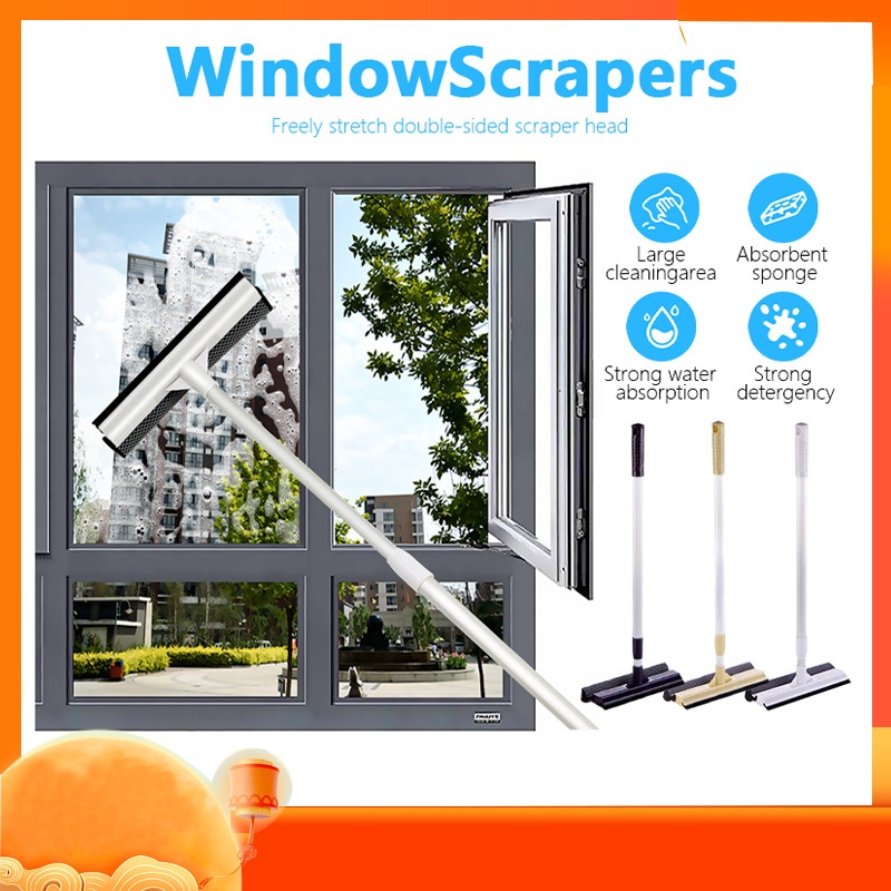 🔥 เครื่องขูดสองด้าน 🔥 ไม้เช็ดกระจกด้ามยาว ปรับระดับได้  ไม้เช็ดกระจกสูง ไม้เช็ดกระจก ที่เช็ดกระจก ไม้กรีดกระจก