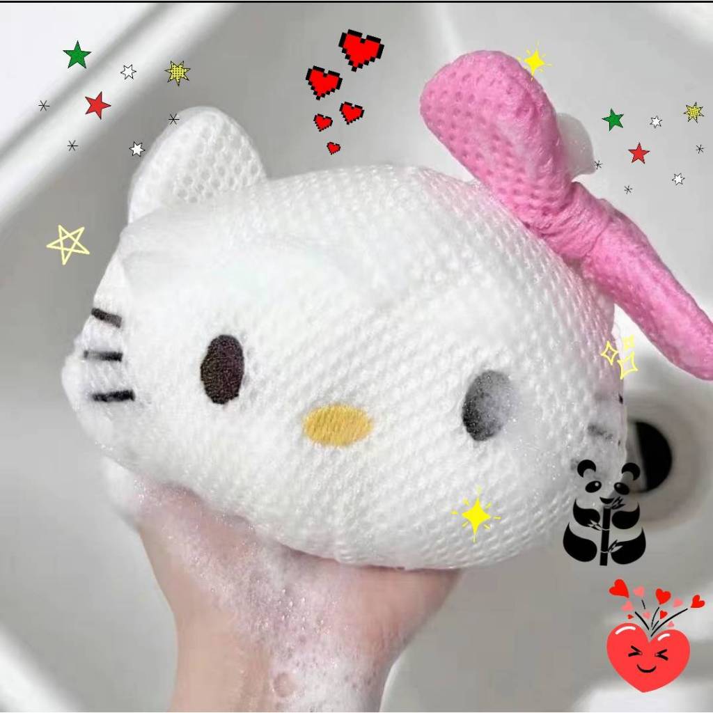 Sanrio Hello Kitty แปรงแต่งหน้าการ์ตูนอะนิเมะฟองน้ําอาบน้ํ