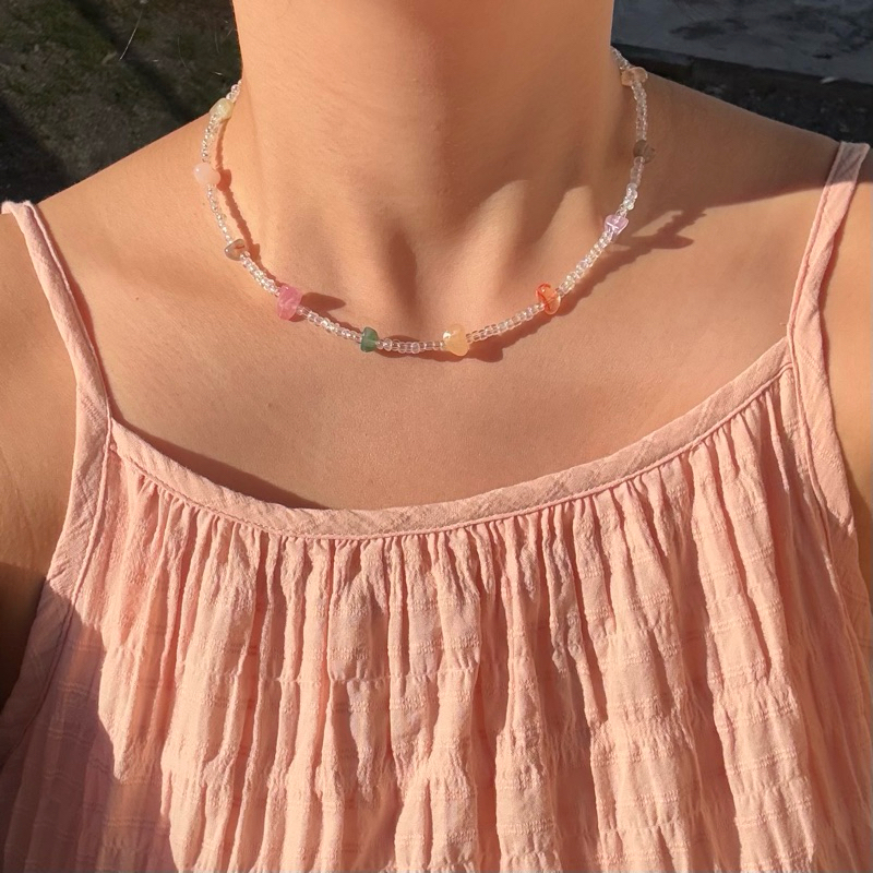 Piing me Necklace | สร้อยคอลูกปัดหินเทียม