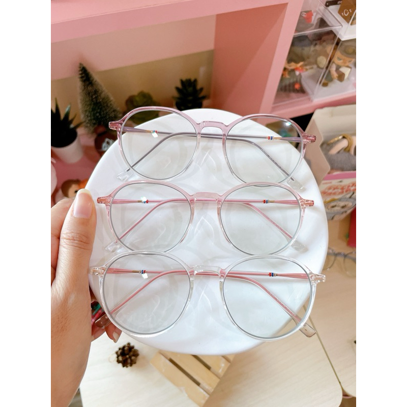 (A06) แว่นตากรองแสง ทรงหยดน้ำ น่ารักมาก ใส่แล้วหน้าเด็ก  (ขนาดแว่น 50-16-145)