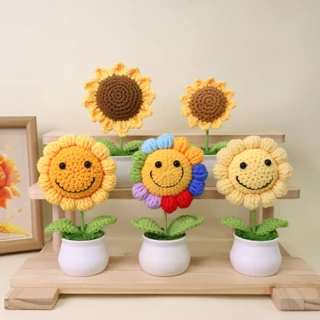 ดอกทานตะวันโครเชต์ handmade - กระถางตกแต่งบ้าน ของขวัญวันสำคัญ ส่งจากกรุงเทพฯ