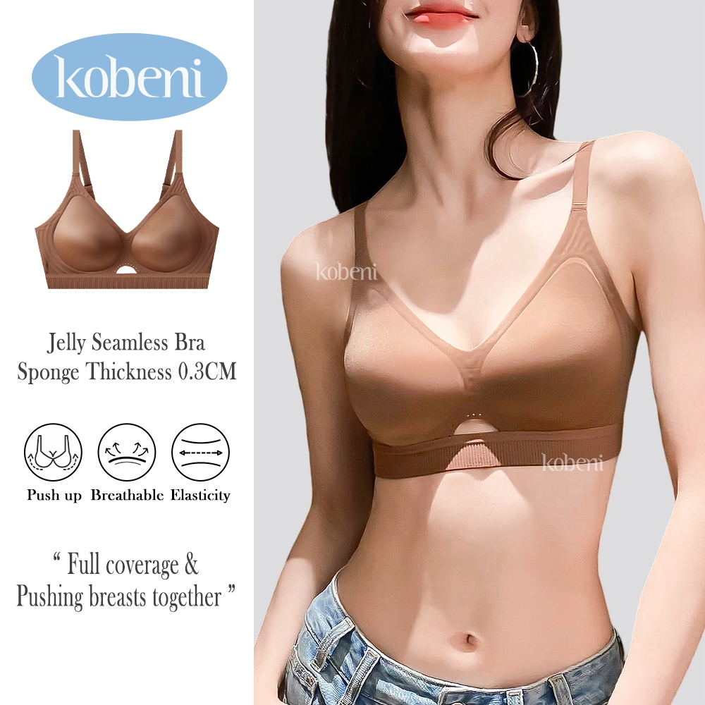 ⭐KOBENI⭐ BRA เจลลี่บรา บราไร้ขอบ หน้าอกเล็ก รวมตัวกัน ระบายอากาศได้ดี ถ้วยบาง ใส่สบาย เนื้อผ้านิ่ม เก็บทรงดี