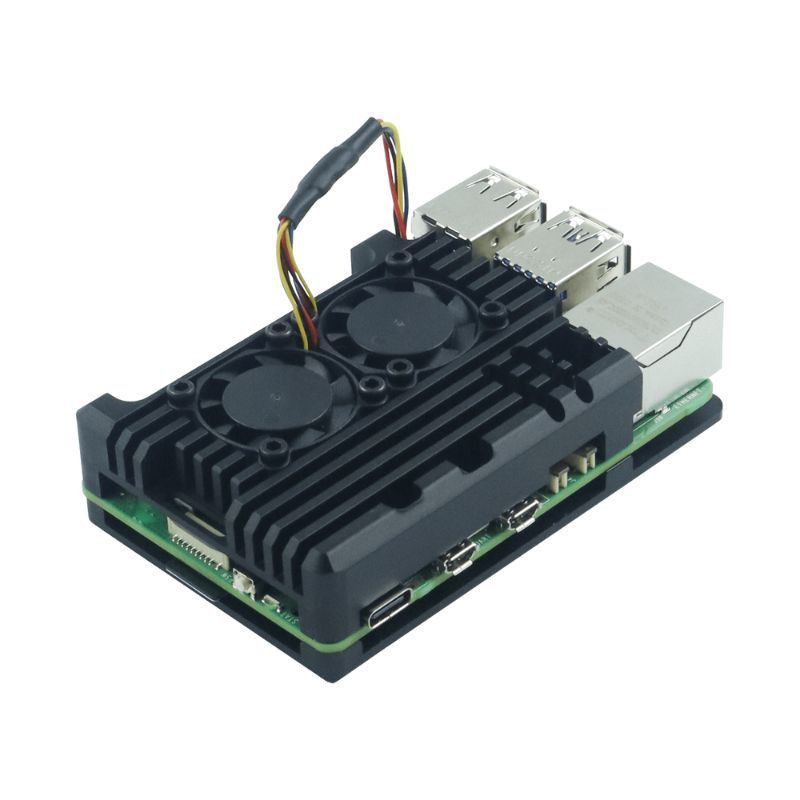 Raspberry Pi 5 Case Metal Shell with Cooling Fan เคสอลูมิเนียมพร้อมพัดลมทำความเย็นซิลิโคนฮีทซิงค์ตัวทำความเย็น