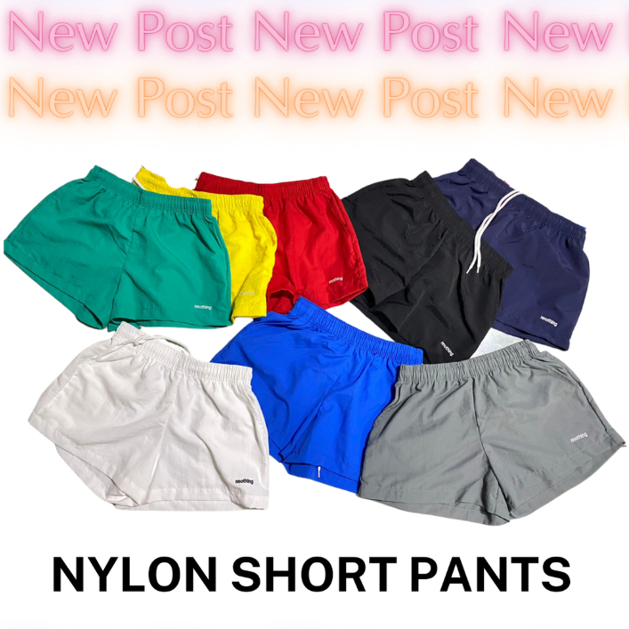SHORT PANTS ผ้าไนล่อน  ผ้ากันน้ำ ขาสั้นมีกระเป๋าข้าง -หลัง ผ้าไนลอน nnothing.