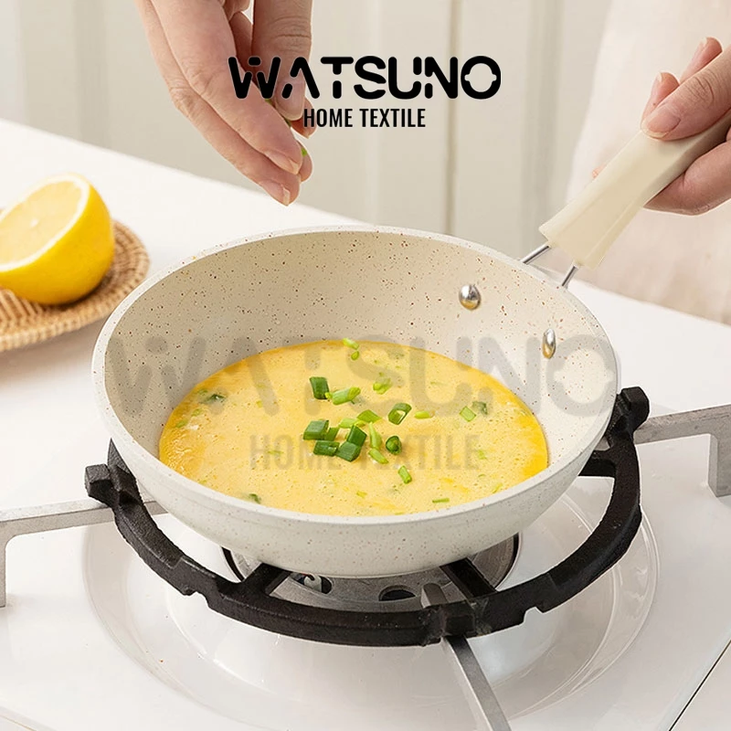 Watsuno.กระทะ กระทะเคลือบหินอ่อน กระทะหินอ่อน กระทะไม่ติด ทำความสะอาดง่ายใช้ได้กับเตาทุกประเภท