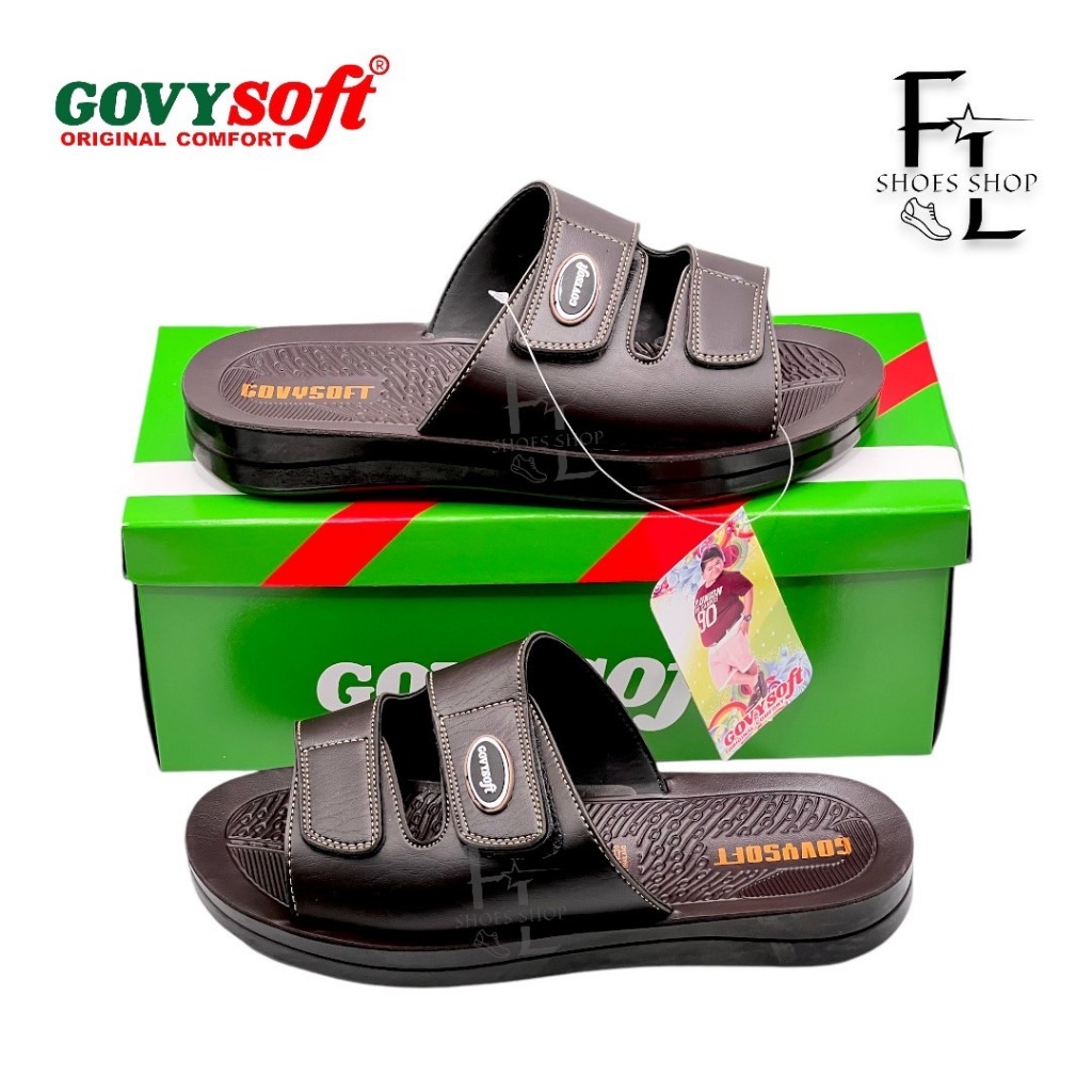 Govysoft PU รุ่น 6018 ဖိနပ် ယောက်ကျား  ခြေညှပ်ဖိနပ် ဖိနပ်အထူboy ဖိနပ်ထိုင်း รองเท้าแตะ รองเท้าแตะแบบสวม รองเท้าผู้ชาย