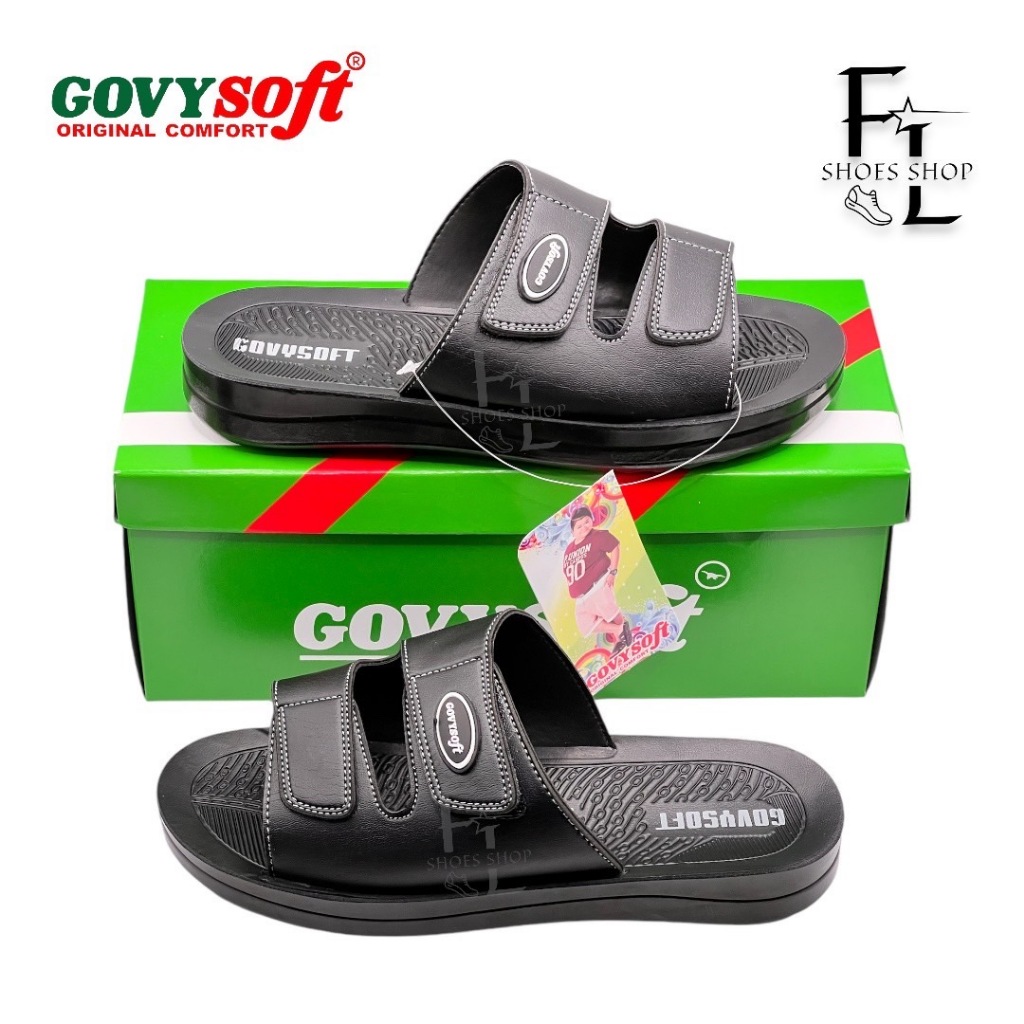 Govysoft PU รุ่น 6018 ဖိနပ် ယောက်ကျား  ခြေညှပ်ဖိနပ် ဖိနပ်အထူboy ဖိနပ်ထိုင်း รองเท้าแตะ รองเท้าแตะแบบสวม รองเท้าผู้ชาย