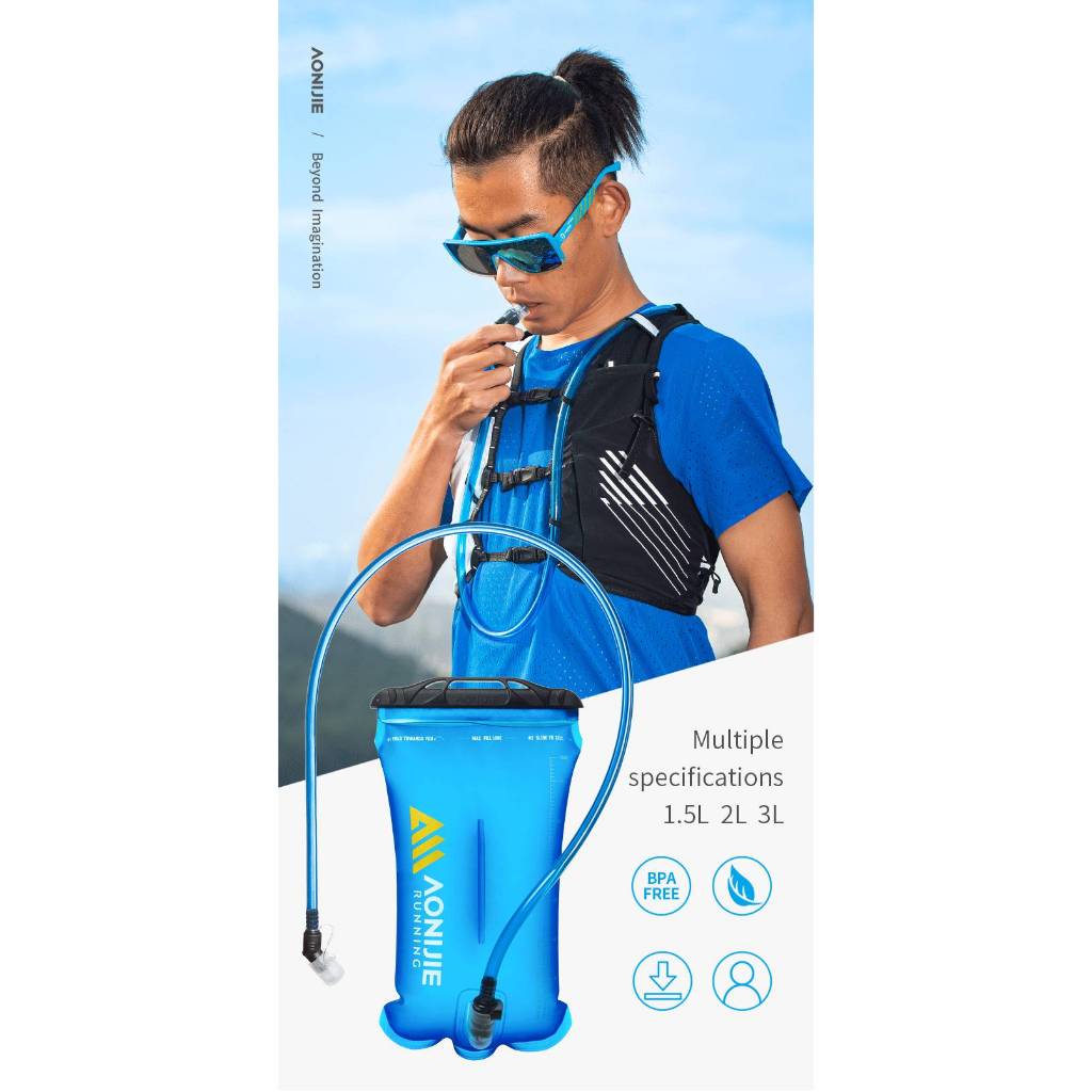 AONIJIE Water Bladder SD16/SD62 ถุงน้ำพกพา (สีฟ้า) ขนาด 1.5 L, 2L TPU รุ่น SD16/SD62 ของแท้ 100% ราคา ถูกที่สุด ดีลบีเคเค แกลเลอรีภาพที่ 3