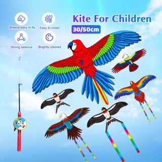 ว่าว ลายการ์ตูน พร้อมคันเบ็ดตกปลา 25 ซม. + เชือก 30 เมตร Kite ว่าวของเล่น 30ซม./50ซม.