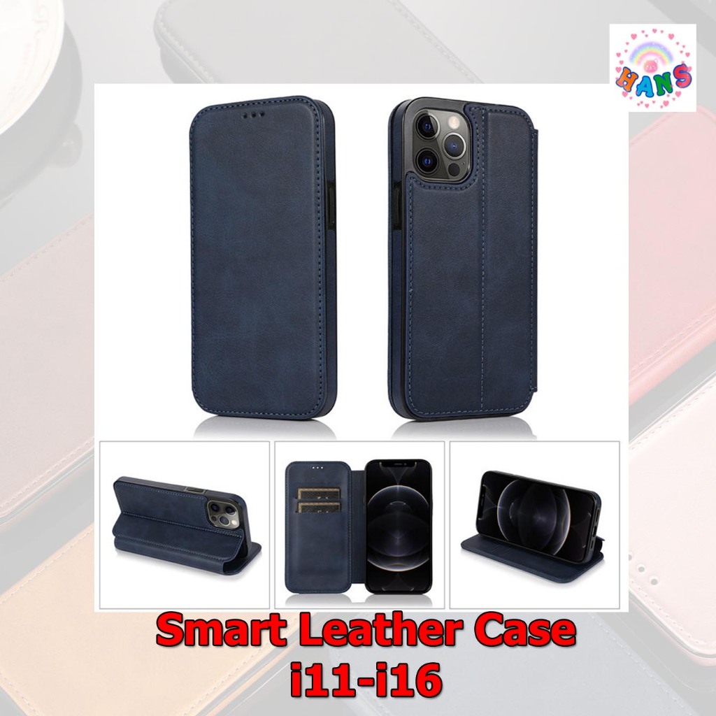 Case ip. 📱Smart Leather เคส ip.11-17Promax Leather Case ฝาหน้าเรียบ เรียบหรู ใส่บัตรได้