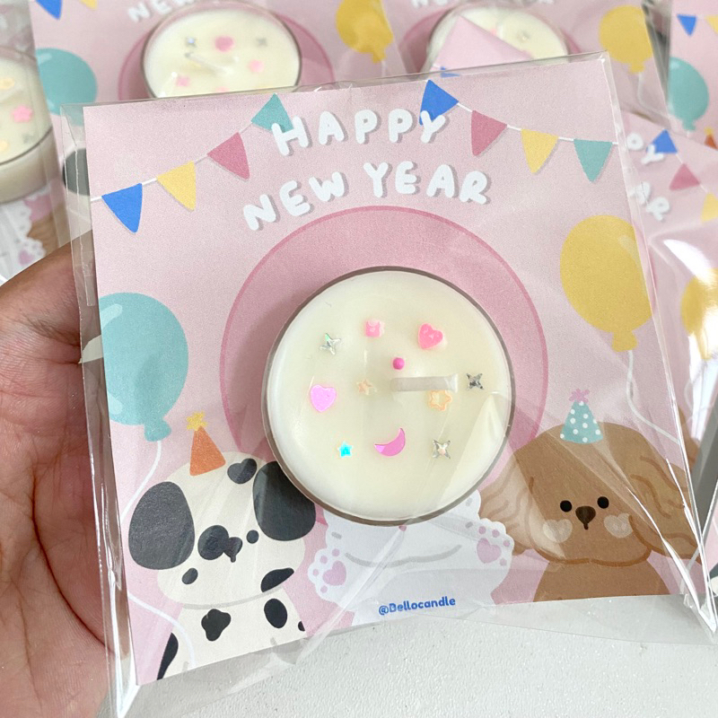 เทียนหอมกลมใส 15-20 g ของขวัญปีใหม่ ของขวัญน่ารักๆ💖HNY2025 (พร้อมซอง+กระดาษรอง)