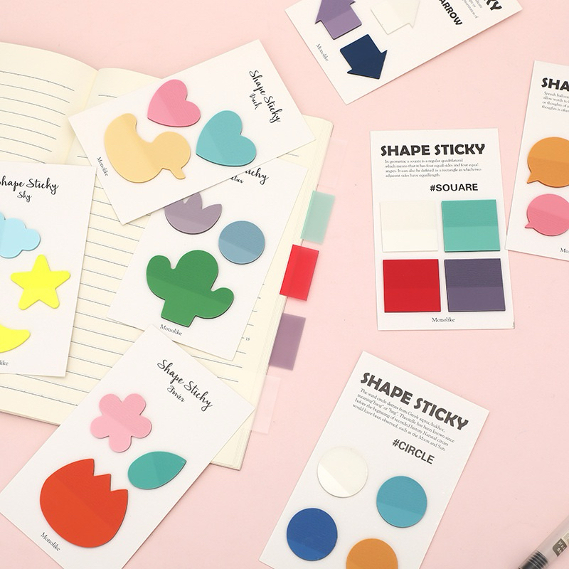  โน๊ตกาวพลาสติก PET ( 60 แผ่น ) Shape Sticky Note กันน้ำ โพอิท โน๊ต เครื่องเขียน โน๊ตพลาสติก