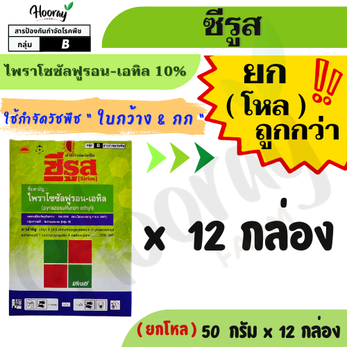 🔥ยกโหล🔥 ซีรูส 50 กรัมx 12 กล่อง( ไพราโซซัลฟูรอน-เอทิล ) กําจัดแห้วหมู หนวดปลาดุก กก วัชพืชในสนามหญ้า