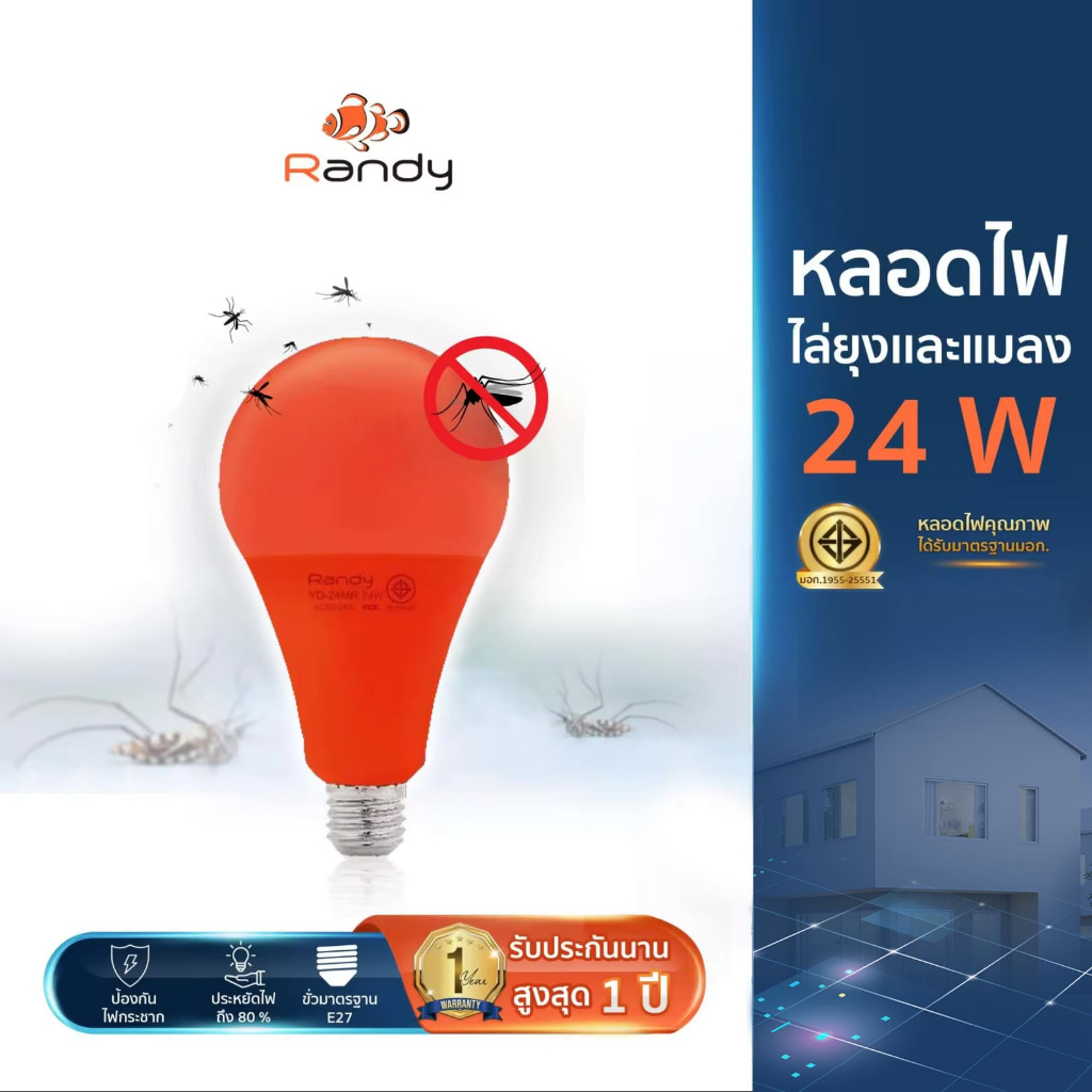 Randy💡หลอดไฟไล่ยุง❌ 🦟Randy LED 3เเถม1 โคมไฟไล่ยุงไม่อันตรายต่อมนุษย์ ปลอดภัย ไล่เเมลง ไล่ยุง กลางคืน ไร้เสียง