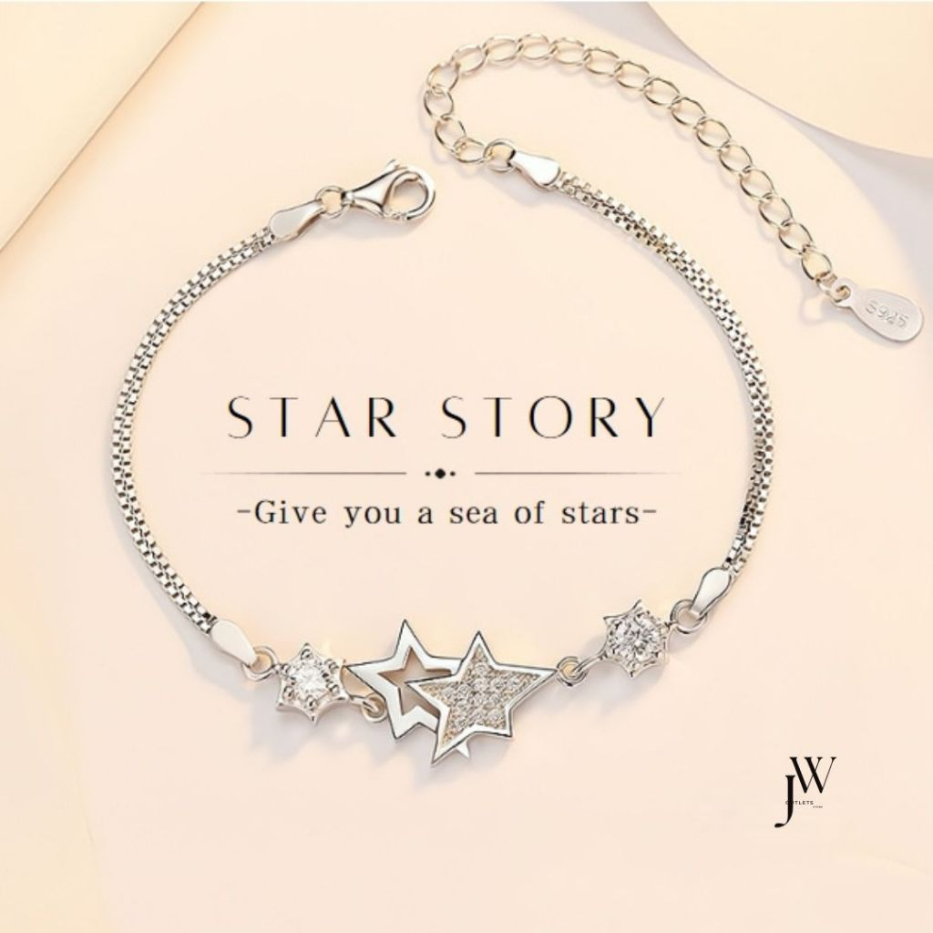OUTLETS สร้อยข้อมือ Star Story กําไลเงิน ข้อมือเงิน กําไลข้อมือดาวเปลี่ยนโชคชะตา Valentine ของขวัญ