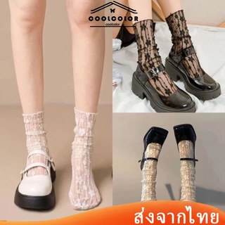 ในไทย💖ถุงเท้าลูกไม้ลายดอกไม้ระบายอากาศแบบนุ่มทันสมัยสไตล์ญี่ปุ่นแฟชั่นสําหรับผู้หญิงcoolcolor.thCOD
