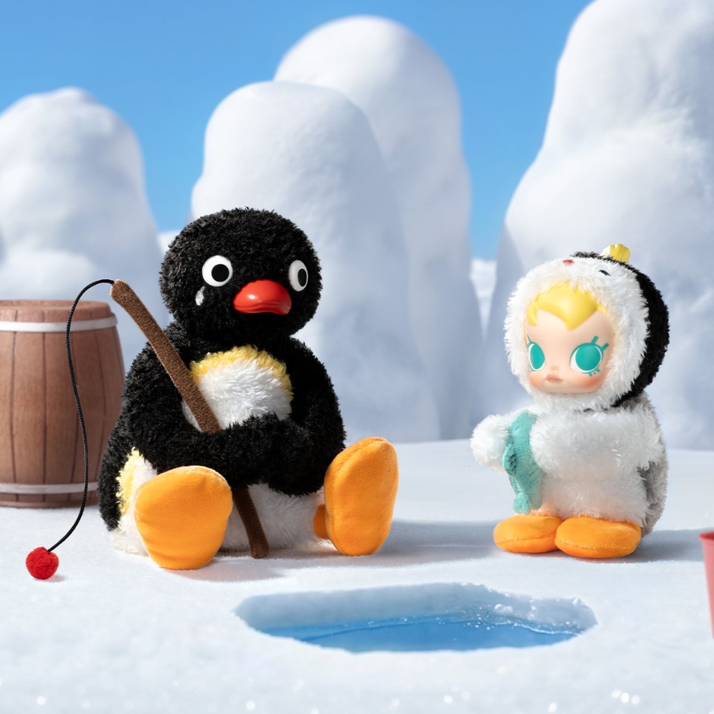 [ยกกล่อง] Baby Molly × Pingu Happy Fishing Plush พวงกุญแจ พร้อมส่ง
