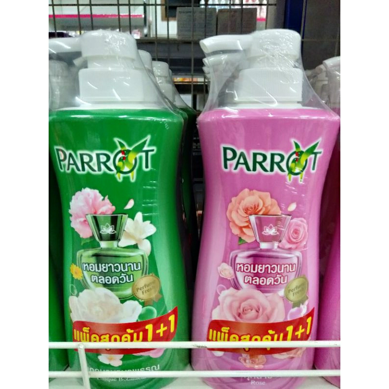 PARROT แพรอทครีมอาบน้ำแพ็คสุดคุ้ม 1 แถม 1 หอมยาวนานตลอดวันปริมาณสุทธิ 450 มล x 2