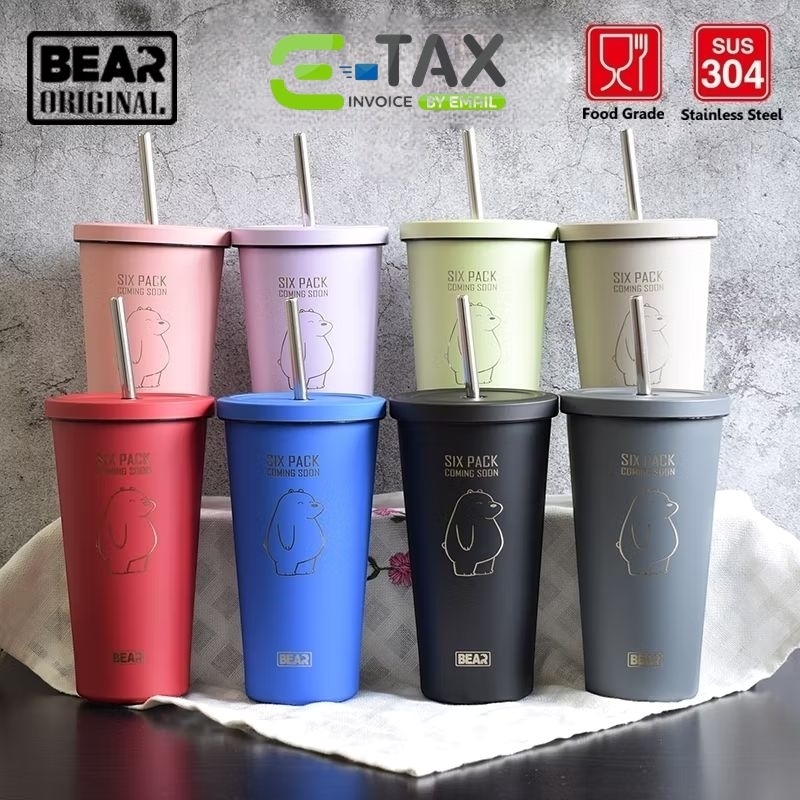 แก้ว BEAR Six Pack 500ml มีบริการสลักชื่อ สเเตนเลส304 เก็บความเย็นได้ยาวนาน ของเเท้