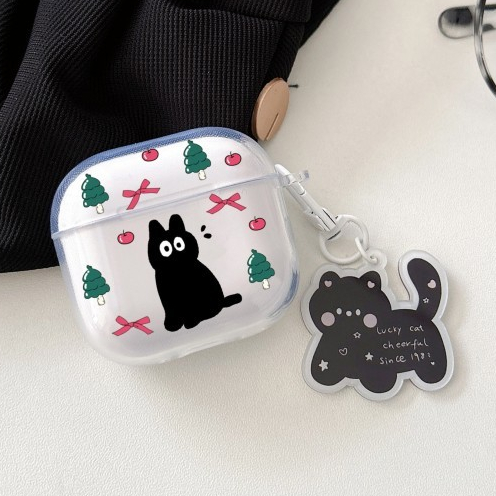 จัดส่งจากกรุงเทพ AirPods 4 case Pro2 Pro 3 2 1 cute แมว Case แมวดำตัวน้อย กรณีปลอกสําหรับ AirPods ge