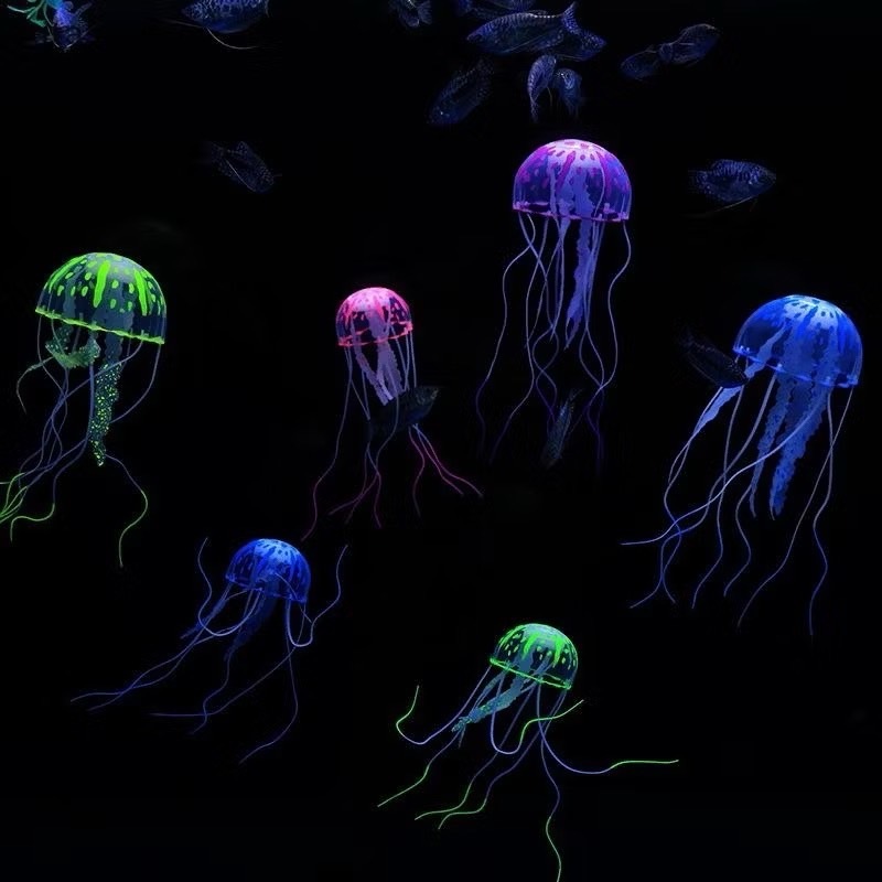 จําลองผลเรืองแสงแมงกะพรุน Aquarium ตกแต่งปลาใต้น้ํา Luminous เครื่องประดับ Miniature Figurines ของขวัญใหม่ L273