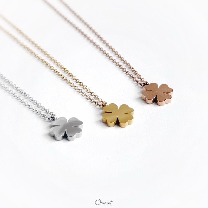 Orachat | Simple Clover 14k necklace. (สร้อยคอตัวเรือนสแตนเลส)
