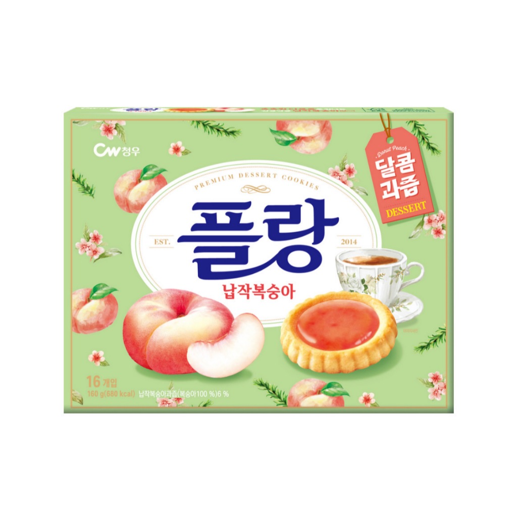 [ของแท้] 플랑납작복숭아 CW Peach Tart Cookies (ทาร์ตแยมพีช) 160g