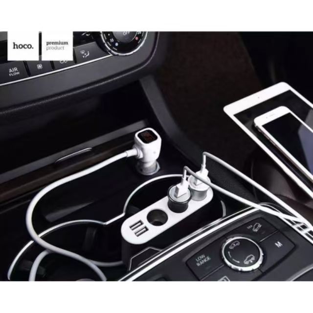 Hoco Car Charger Z13 ช่องขยายจุดบุหรี่ภายในรถยนต์ พร้อมบอกค่าแบตเตอร์รี่ ( สีเงิน) ราคา ถูกที่สุด ดีลบีเคเค แกลเลอรีภาพที่ 2