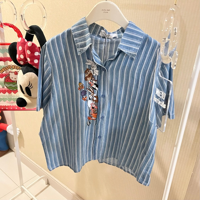 เสื้อเชิ๊ต ตัวสั้น แขนสั้น ปักลายมิกกี้ มี 6 แบบ