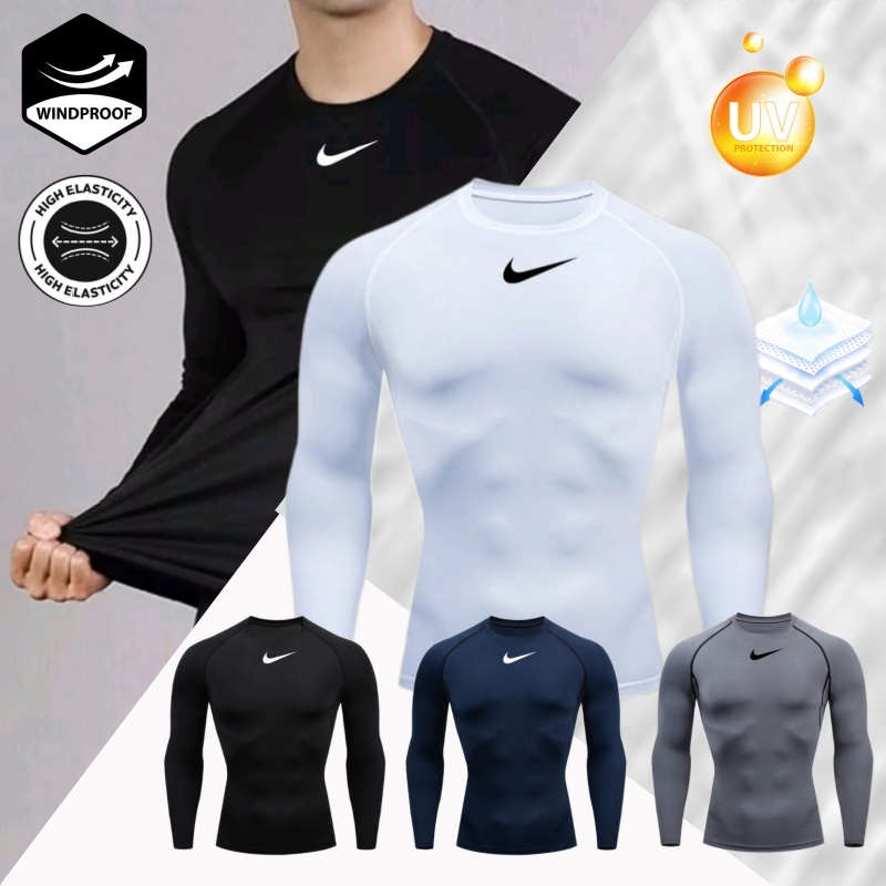 พร้องส่ง สื้อกีฬาแขนยาว เสื้อรัดกล้ามเนื้อแขนยาวผู้ชาย ผ้าคุณภาพสูง แห้งเร็ว กระชับกล้ามเนื้อ ใส่ออกกำลังกาย