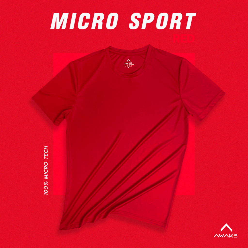 AWAKE เสื้อกีฬาคอกลมสีพื้น ไมโครสปอร์ต