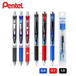 ปากกาเจล Pentel energel แบบกด เปลี่ยน ไส้ปากกาเพนเทล ขนาด 0.5 0.7 และ 1.0 มม.หมึกน้ำเงิน แดง ดำ
